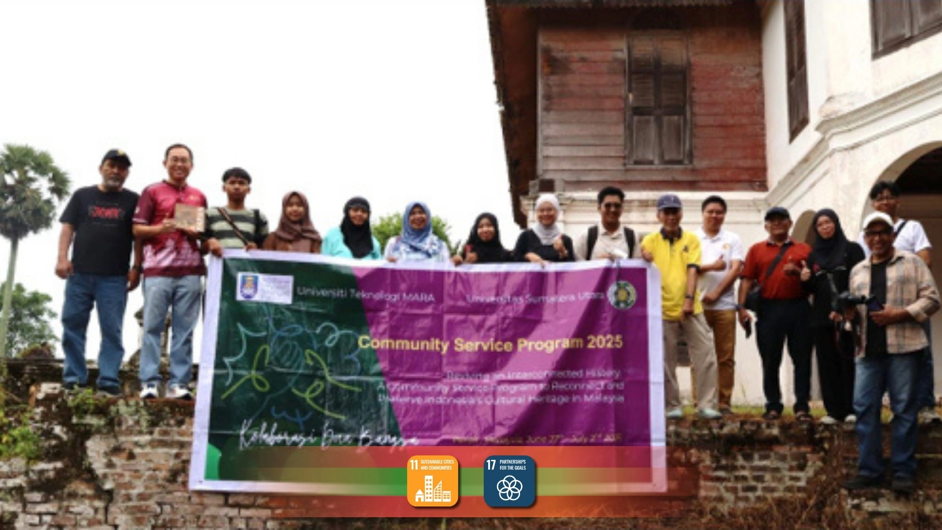 Tim kolaborasi USU, UiTM, dan Perak Heritage Society di Rumah Besar Raja Bilah